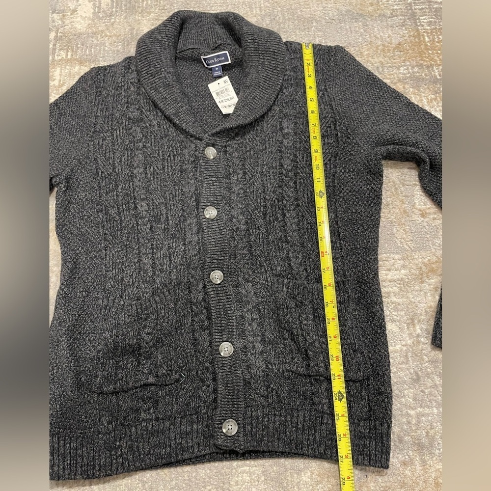 NWT Club Room Men's Chunky Knit Cardigan Gray Size Medium Eclectic Grandpa $75 - Picture 8 of 9